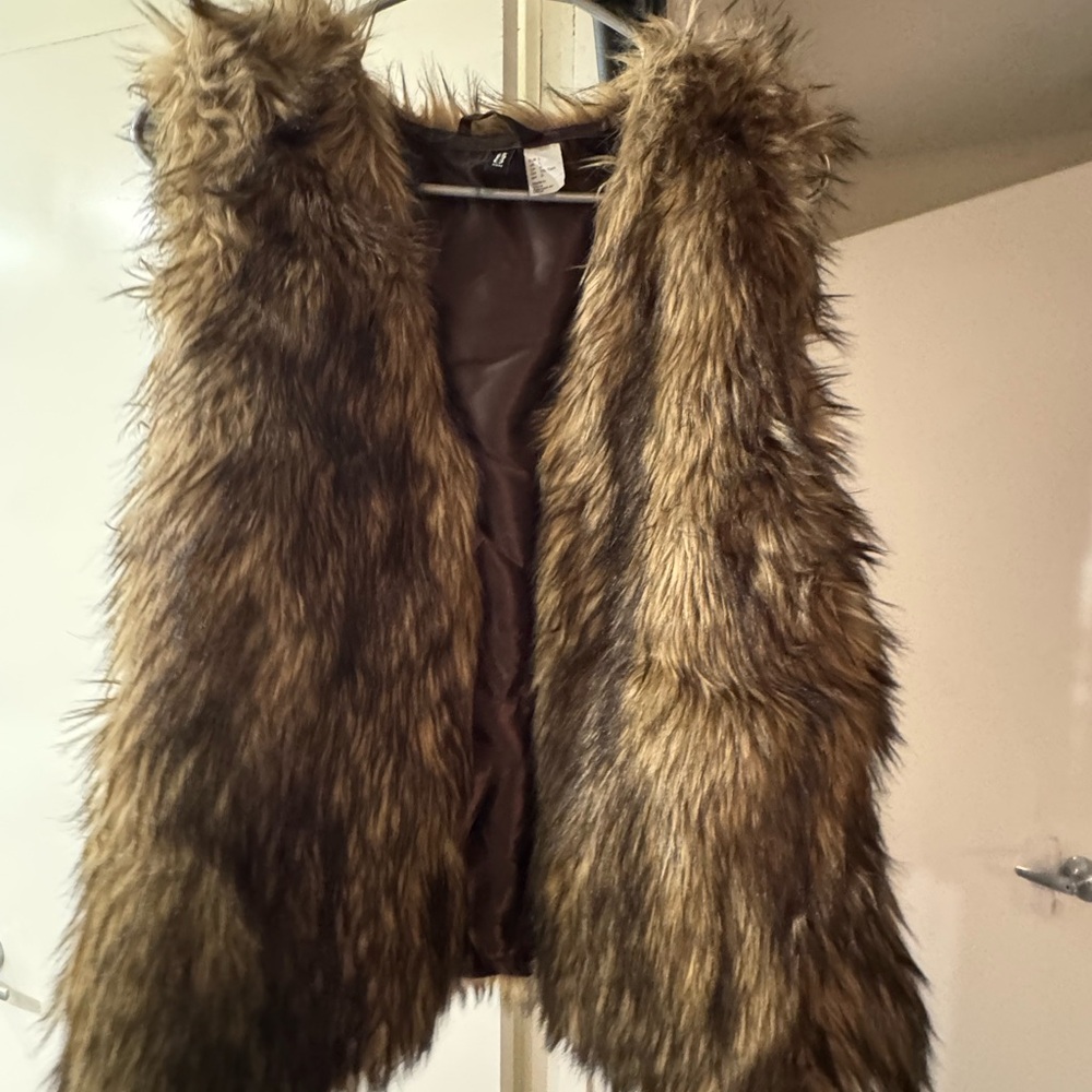Faux Fur Vest in Brown